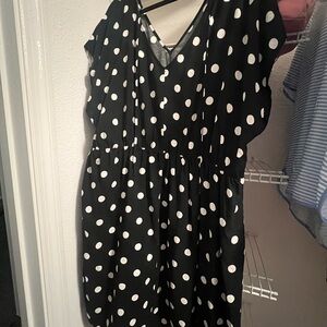 Ava & Viv Black and White Polka Dot Midi Dress